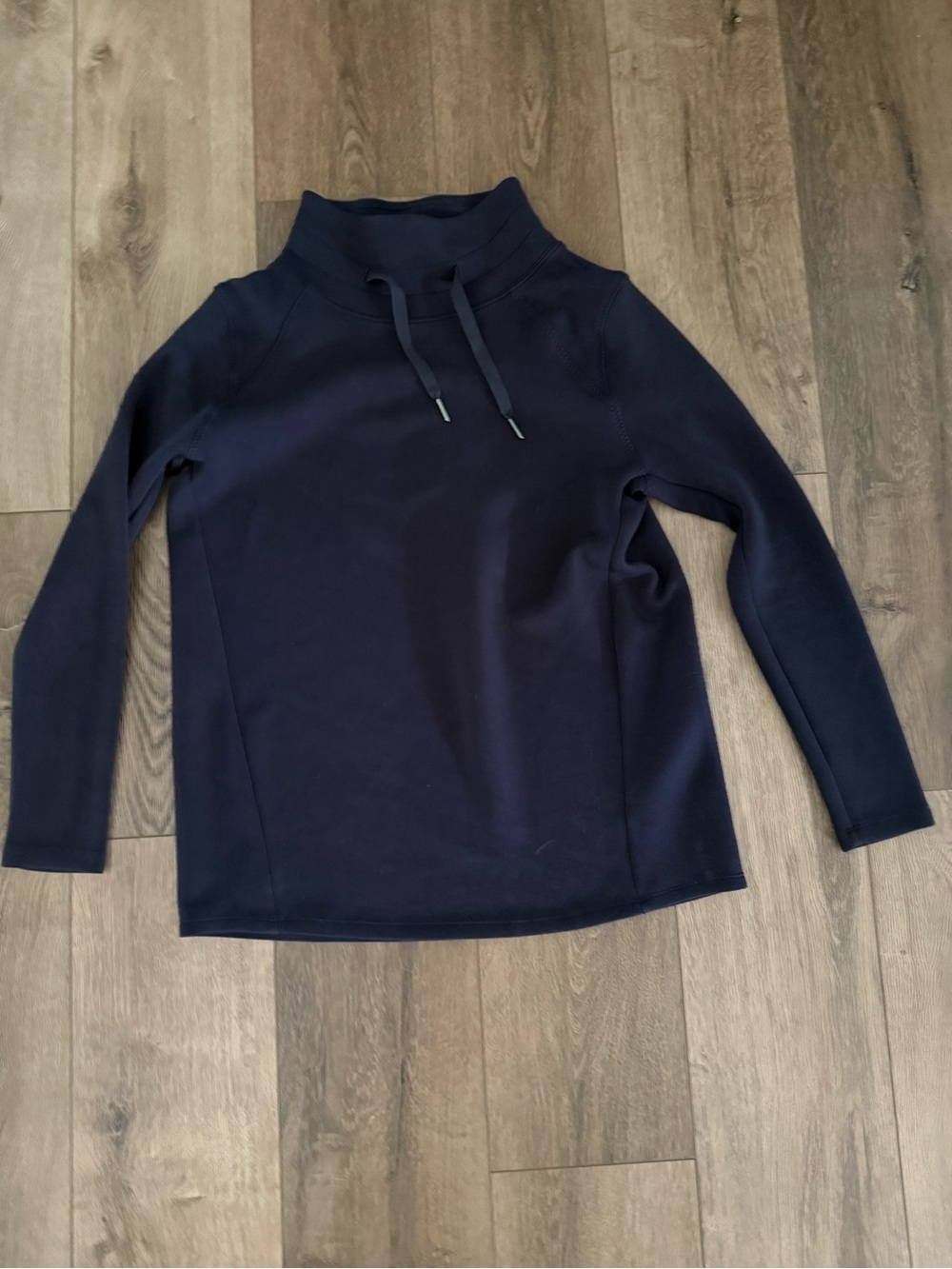 SPANX Dark Navy Funnel Neck Pullover Hoodie